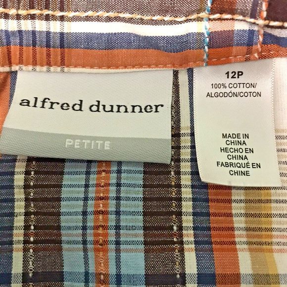 Alfred Dunner Women's 12P Multicolor Plaid Blouse Long Sleeve Button-Up Top - Picture 10 of 10